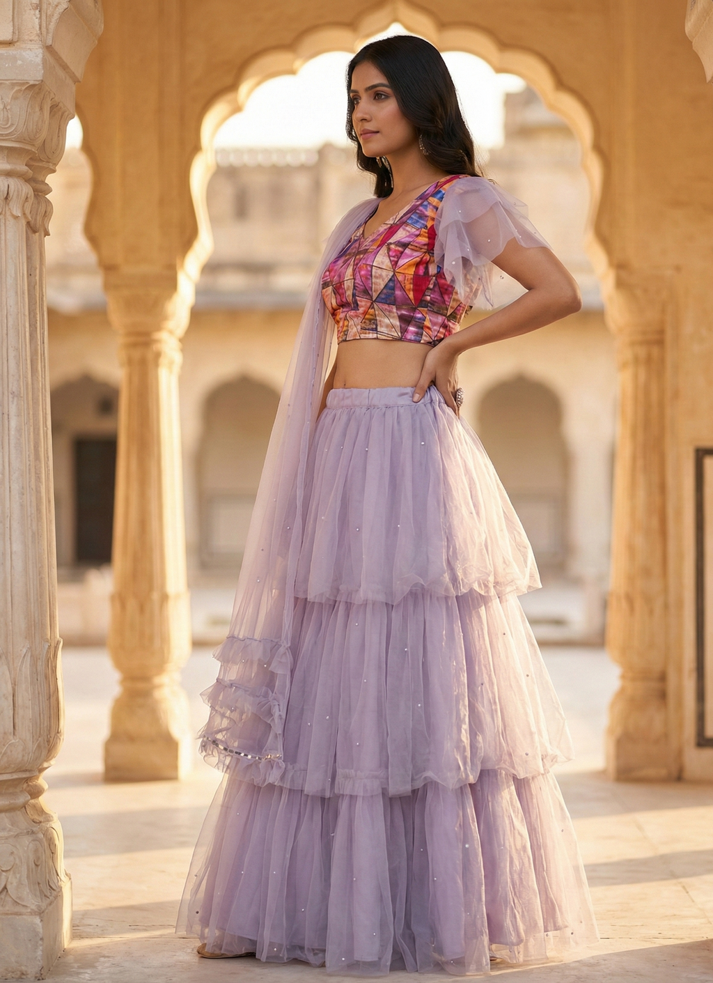 Lilac Dream Layered Lehenga
