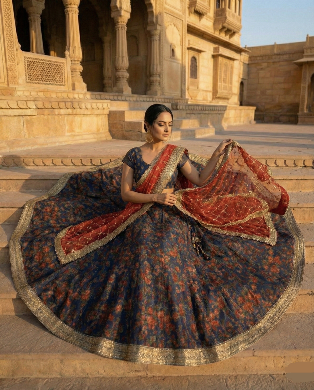 Midnight Floral Lehenga