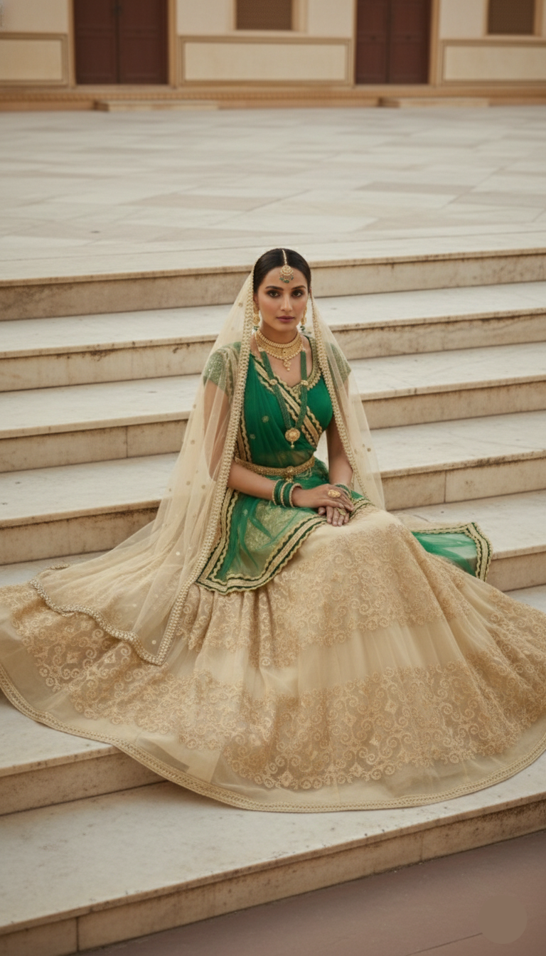 Golden Emerald Lehenga