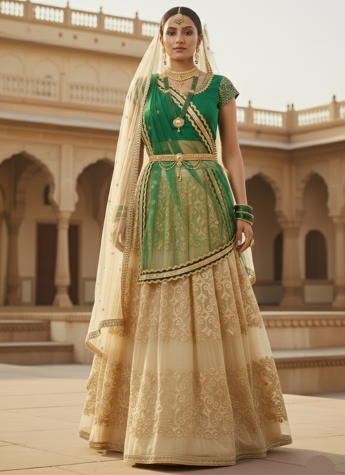 Golden Emerald Lehenga