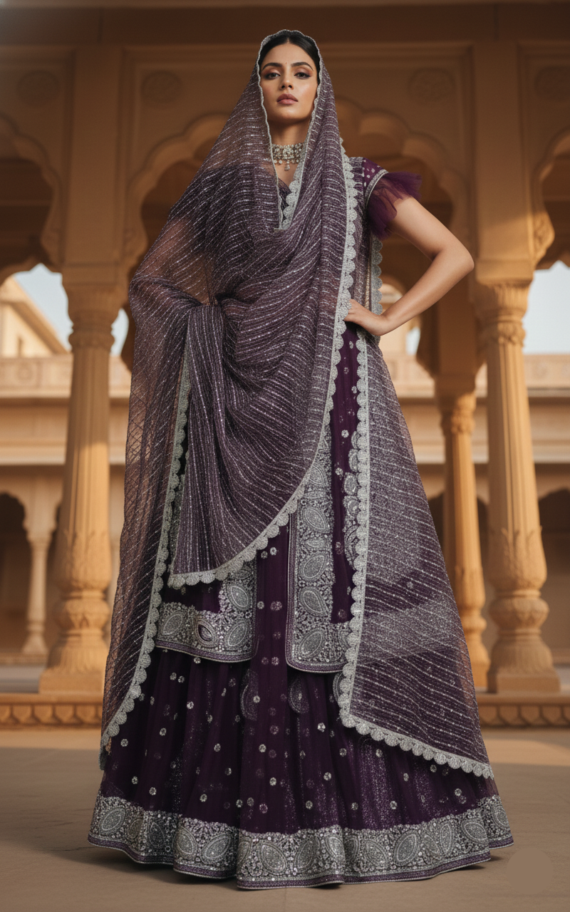 Jamun Shimmer Lehenga 💜
