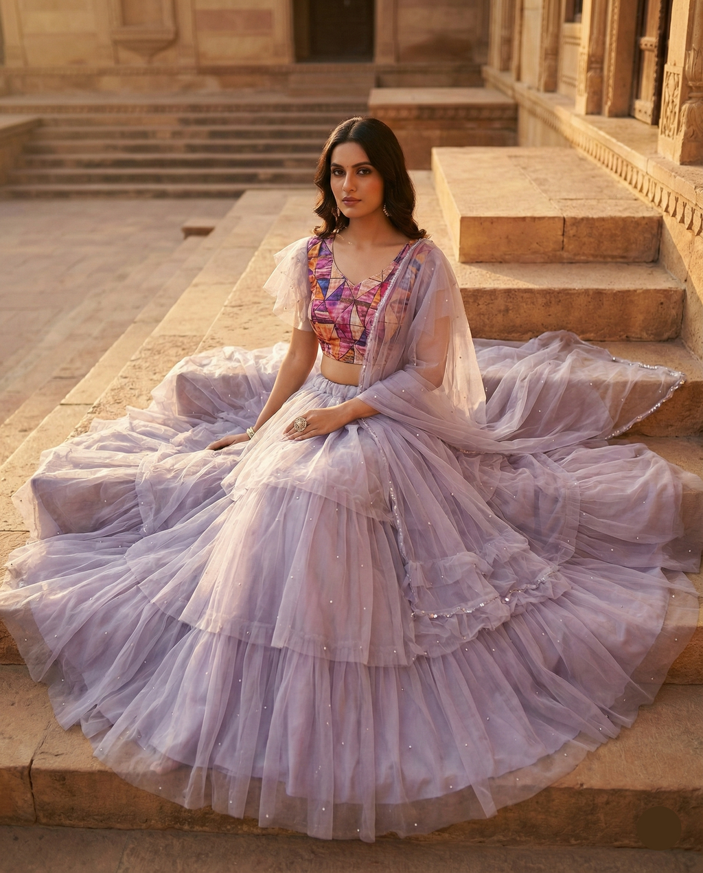 Lilac Dream Layered Lehenga