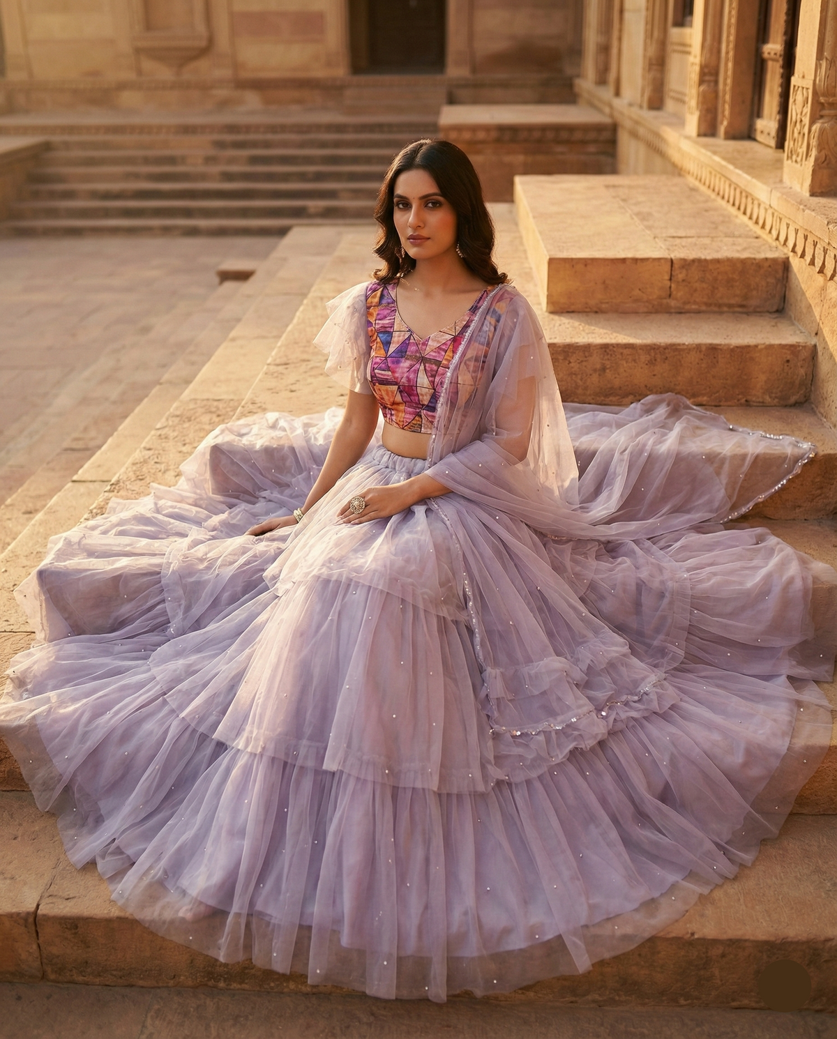 Lilac Dream Layered Lehenga