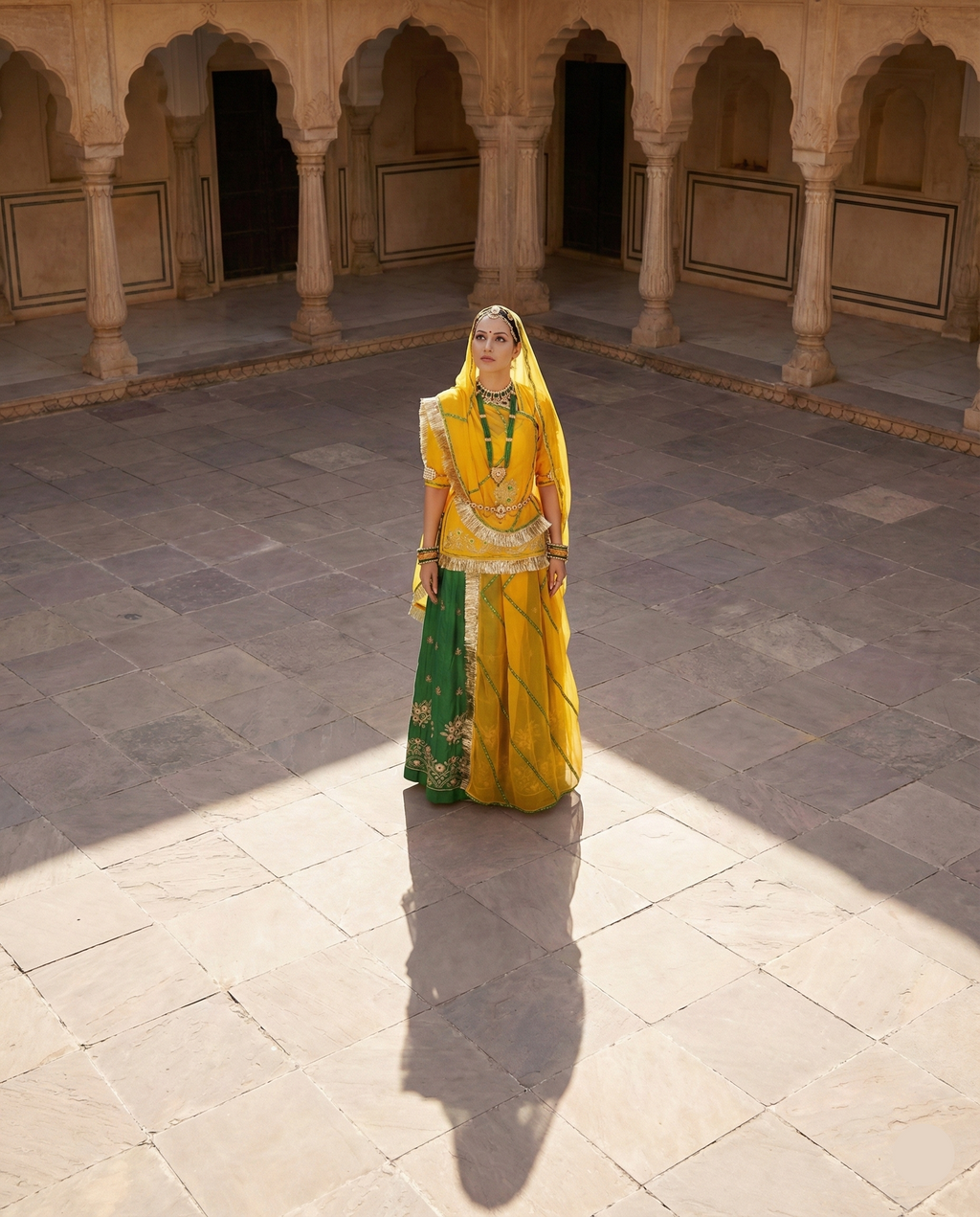 Rajwadi Panna Haldi Lehenga