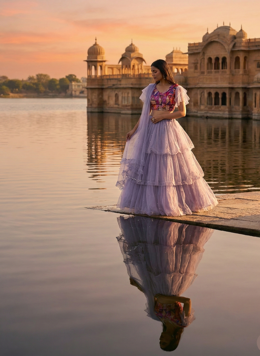 Lilac Dream Layered Lehenga