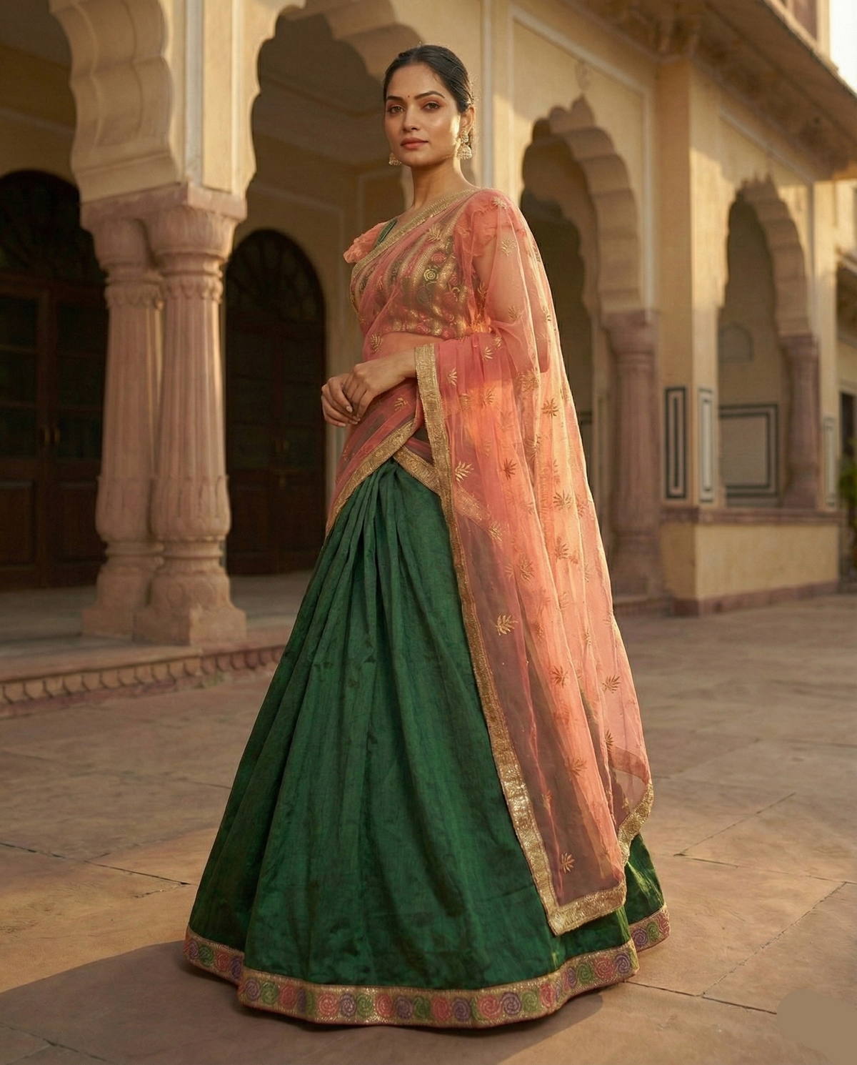 Emerald Rani Lehenga Saree