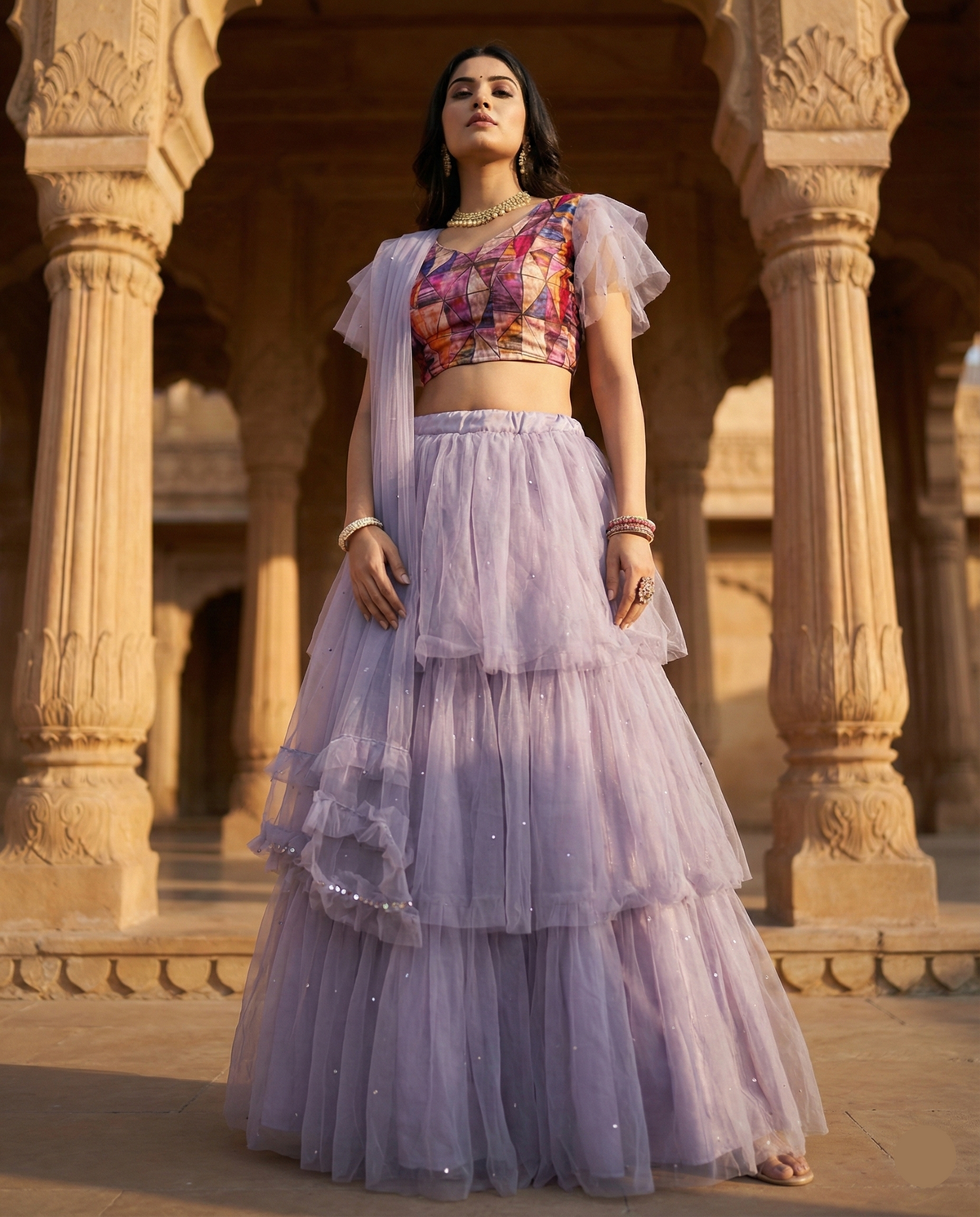 Lilac Dream Layered Lehenga
