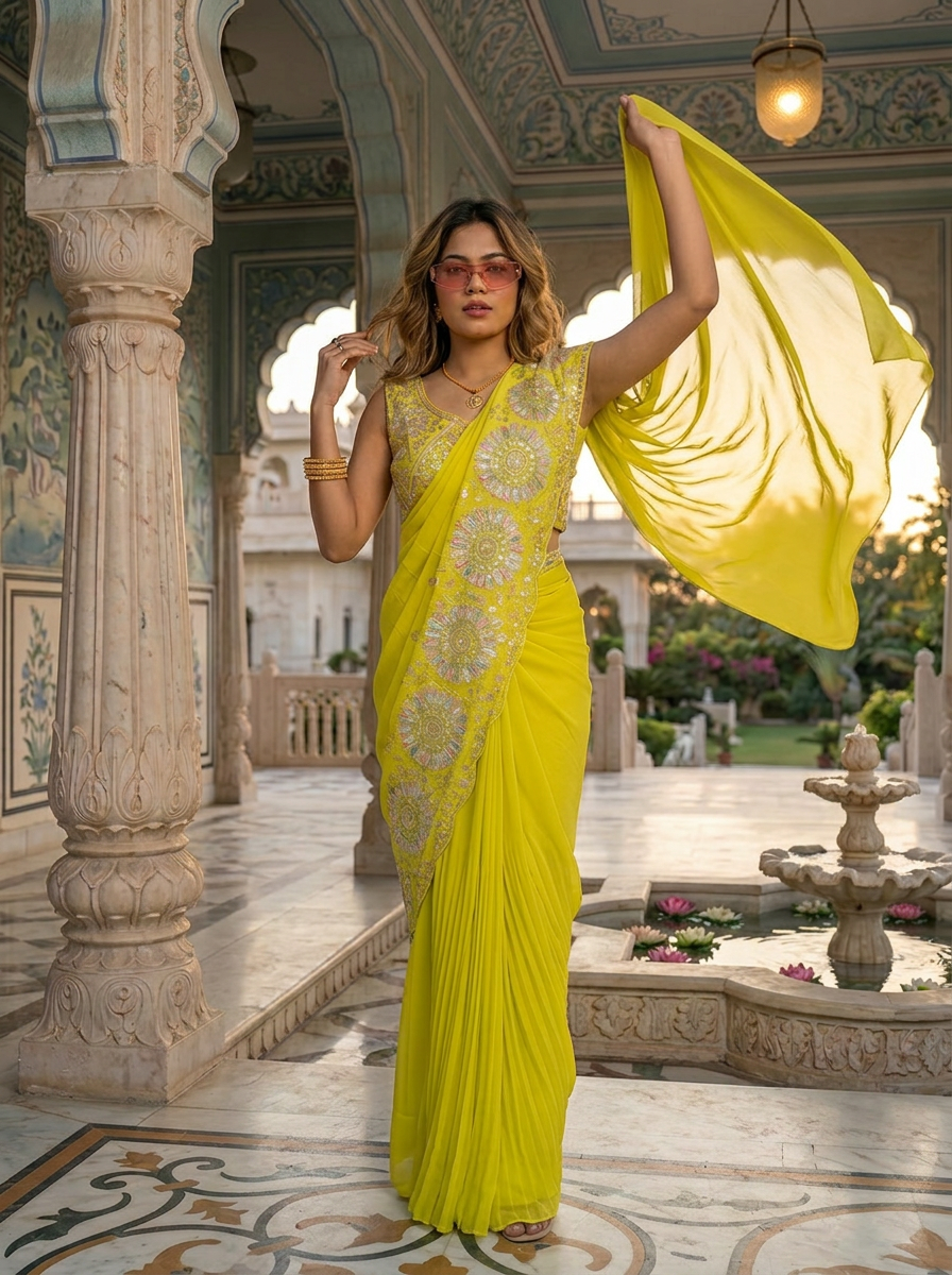 Sunlit Bloom Ready-to-Wear Saree