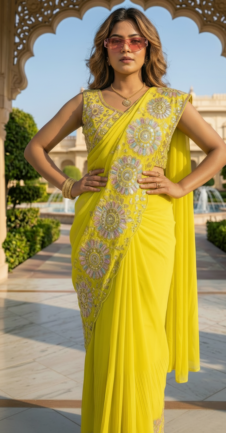 Sunlit Bloom Ready-to-Wear Saree
